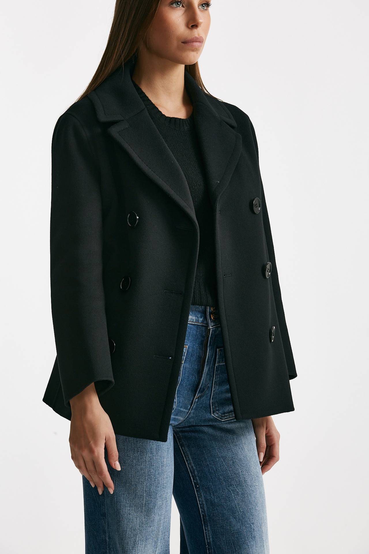 Caban ELISE in drap di lana nero donna Max mara s - 2