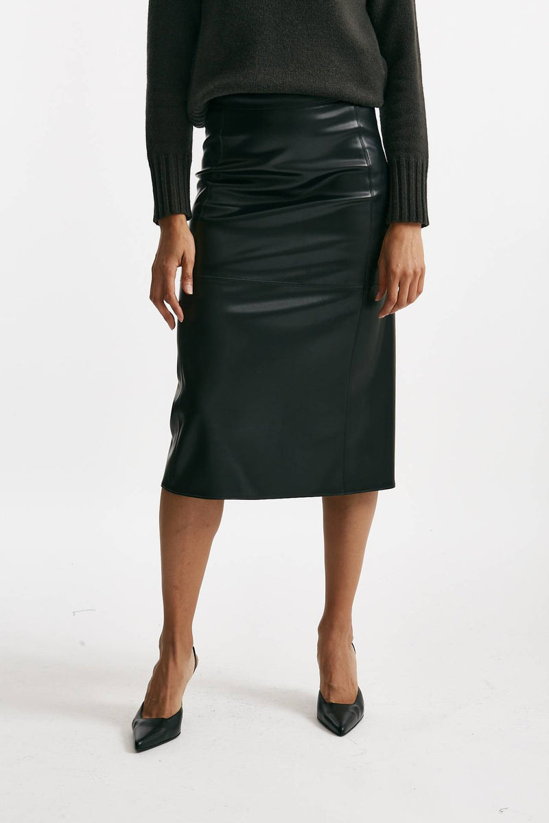 Gonna midi PLATA in eco pelle nero donna Max mara s - 1