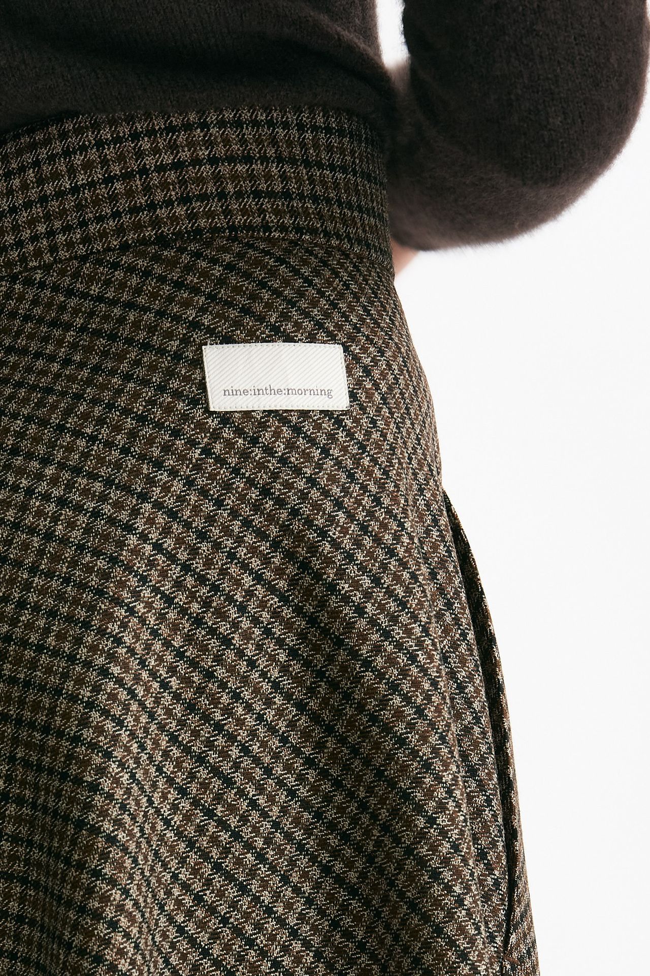 Gonna a ruota in lana check marrone donna Nine in the morning - 5