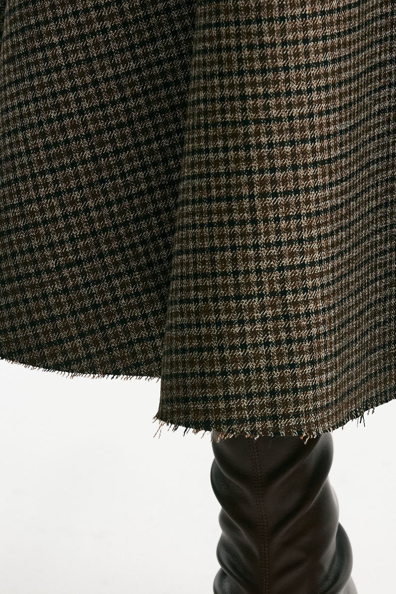 Gonna a ruota in lana check marrone donna Nine in the morning - 6