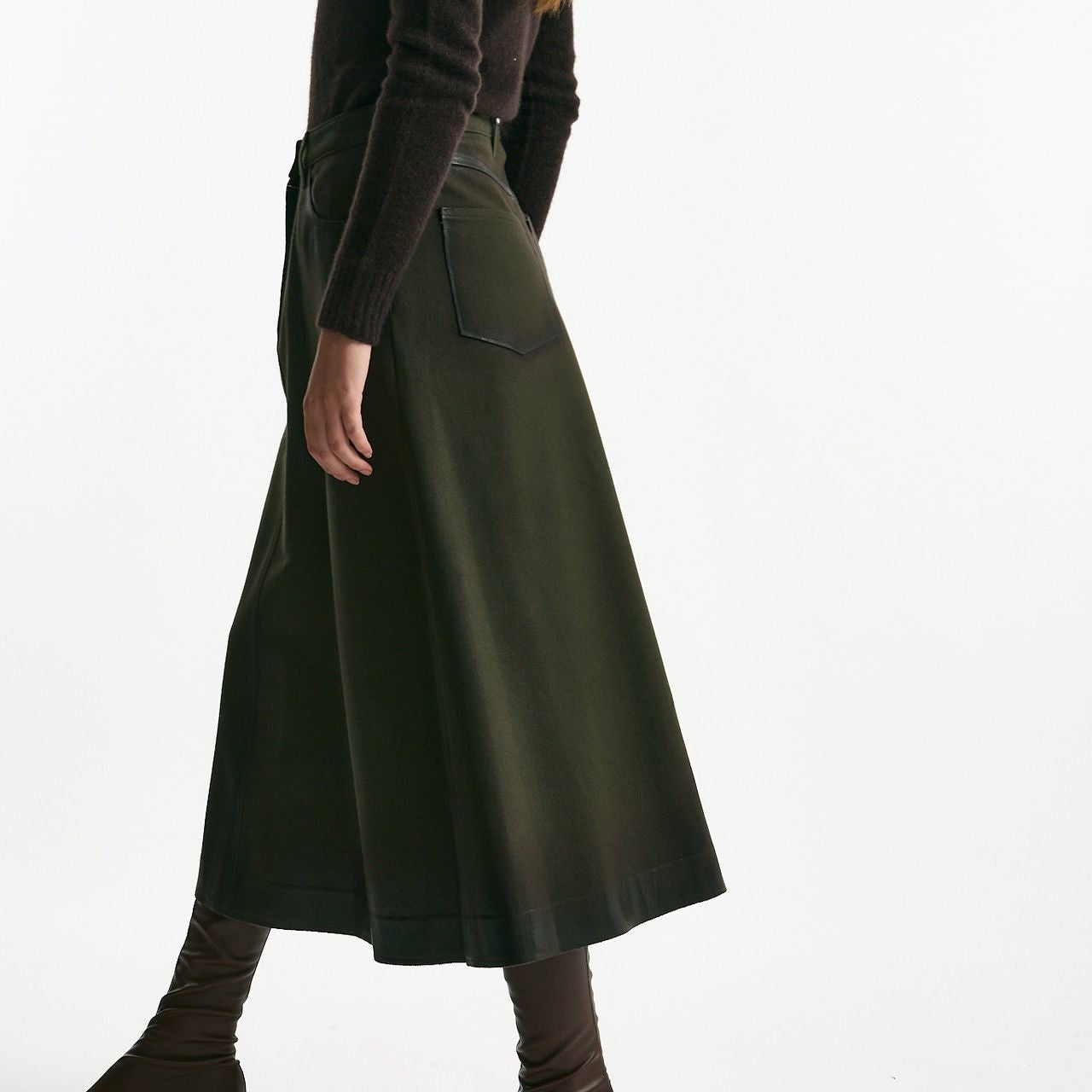 Gonna svasata di lana e cashmere verde bosco donna Nine in the morning - 6