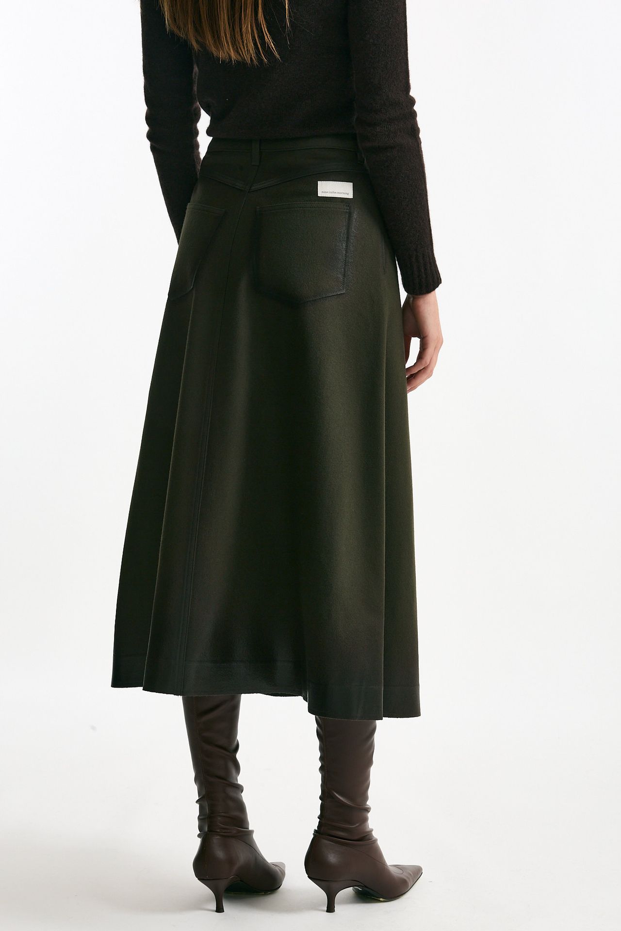 Gonna svasata di lana e cashmere verde bosco donna Nine in the morning - 3