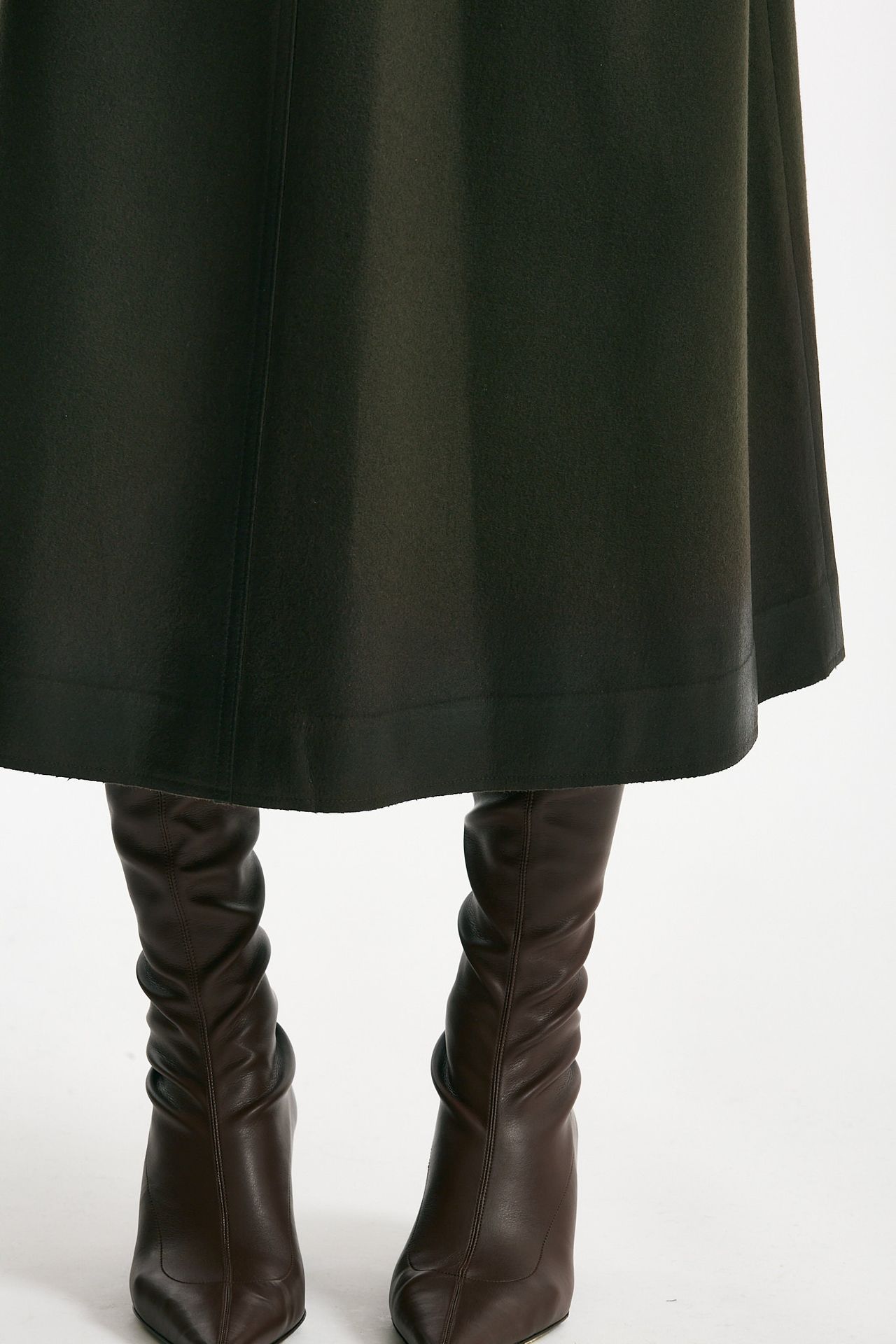 Gonna svasata di lana e cashmere verde bosco donna Nine in the morning - 5