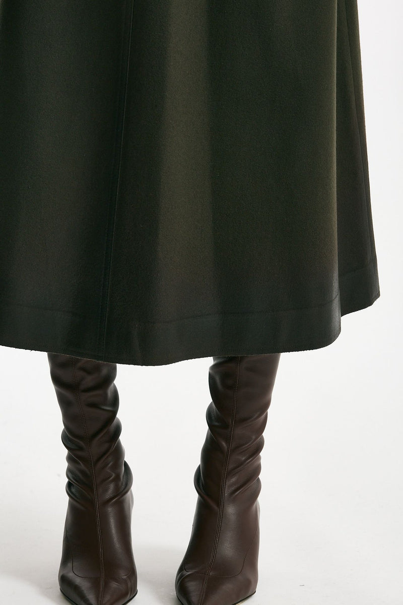 Gonna svasata di lana e cashmere verde bosco donna Nine in the morning - 5