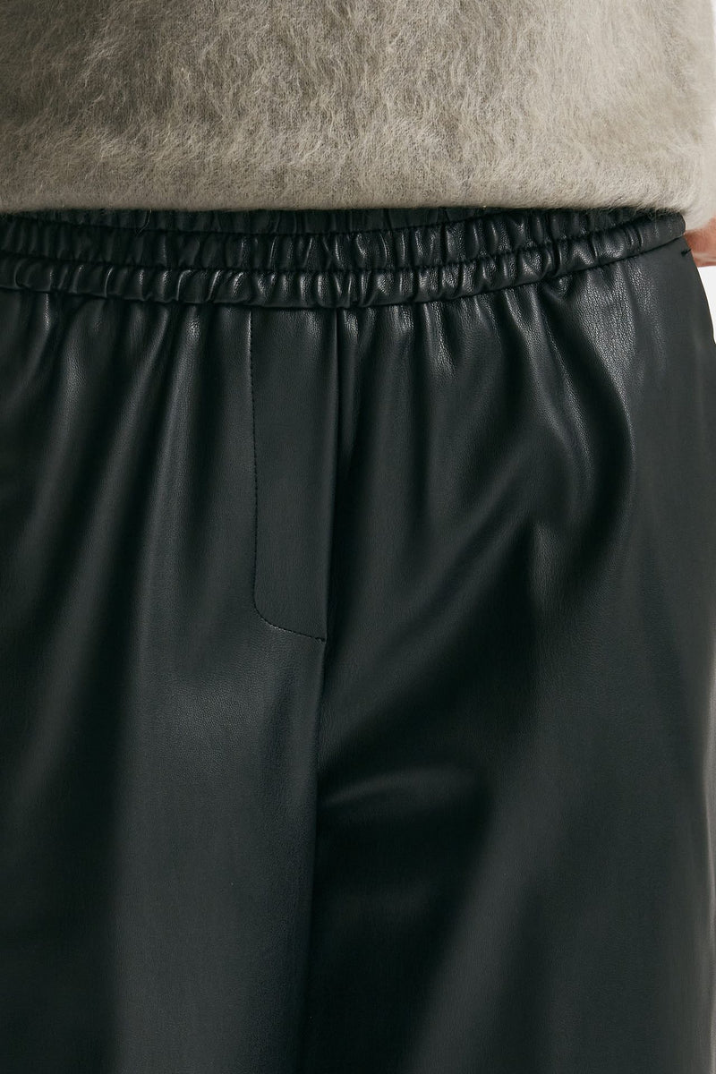 pantalone dritto eco pelle nero donna Nude - 3