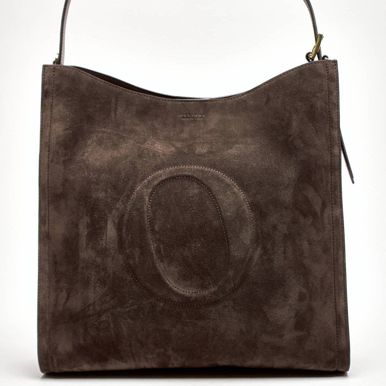 borsa her-opeach large a spalla in suede testa di moro donna Orciani - 8