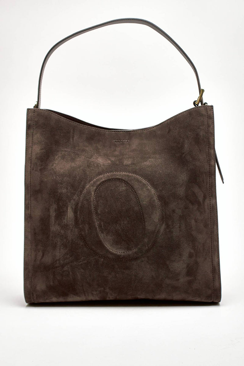 borsa her-opeach large a spalla in suede testa di moro donna Orciani - 1