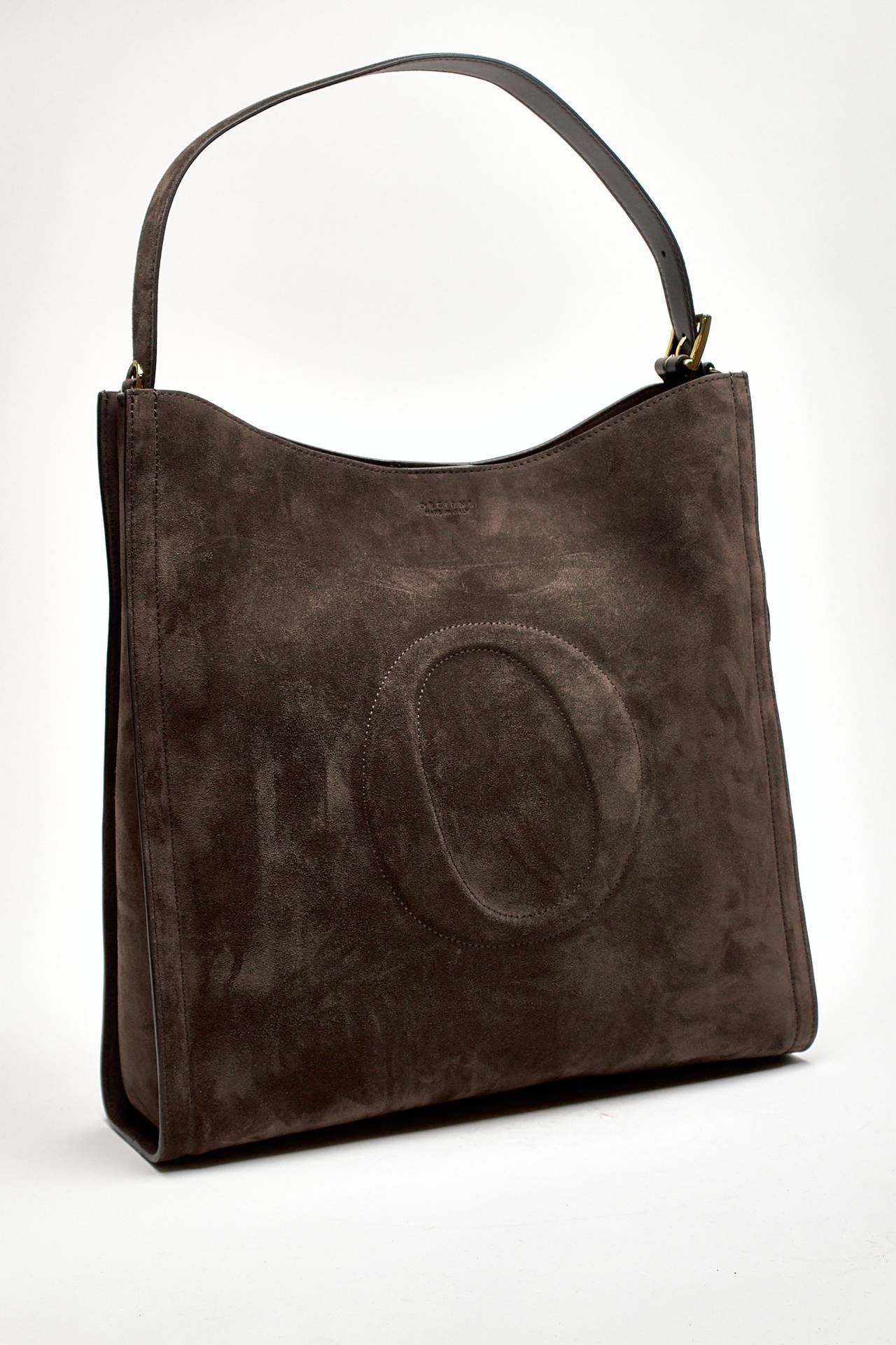 borsa her-opeach large a spalla in suede testa di moro donna Orciani - 2