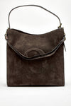 borsa her-opeach large a spalla in suede testa di moro donna Orciani - 4