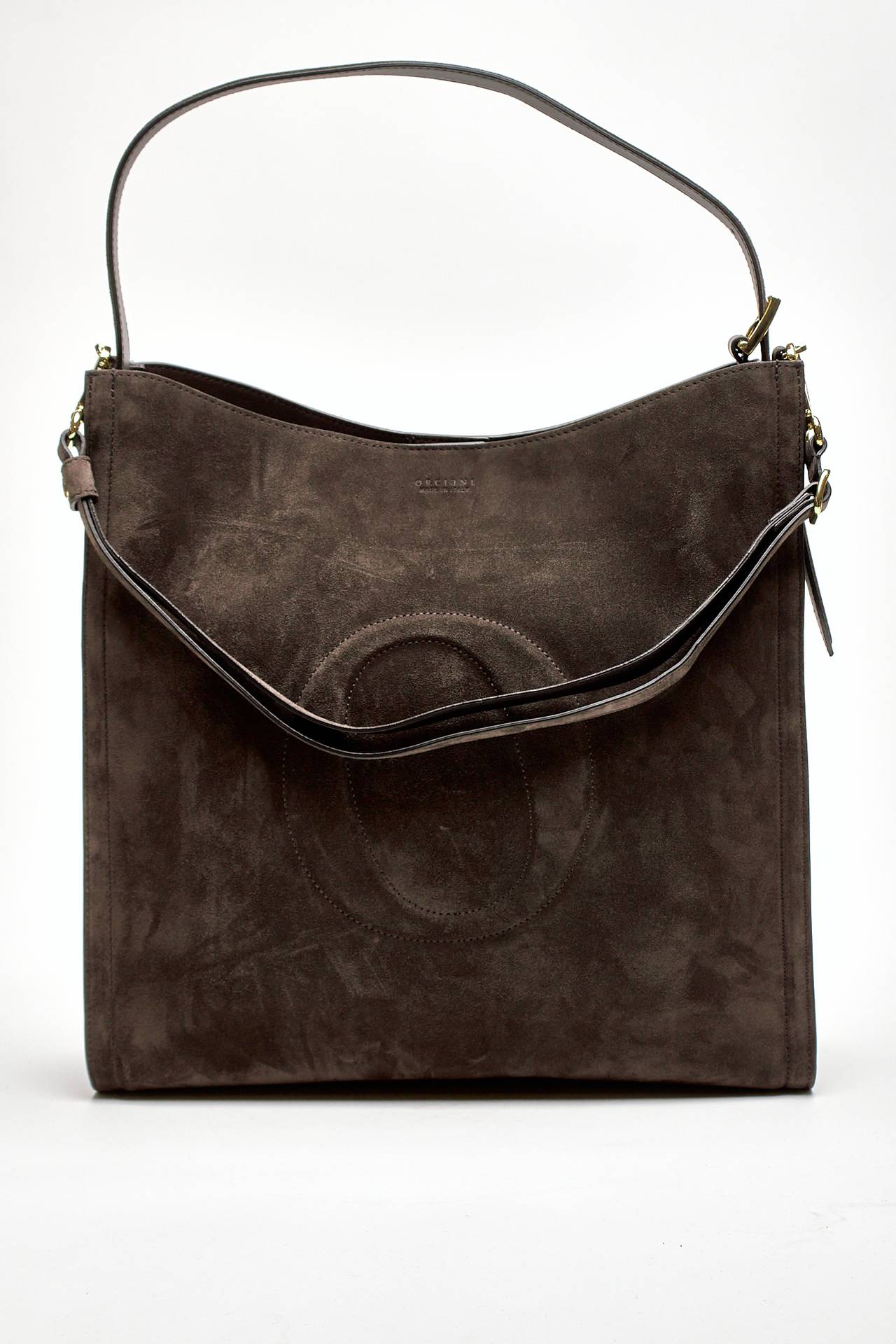 borsa her-opeach large a spalla in suede testa di moro donna Orciani - 4