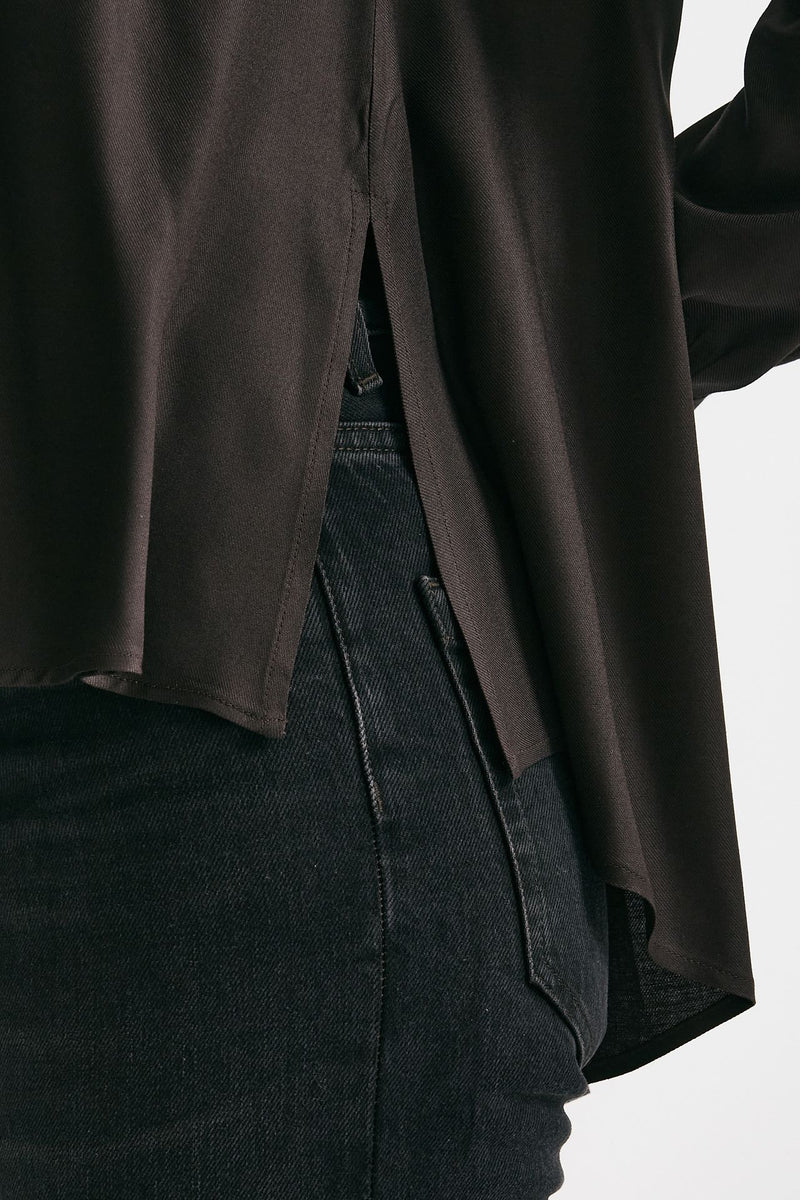 Camicia polo in viscosa marrone donna ( p - s ) - 5