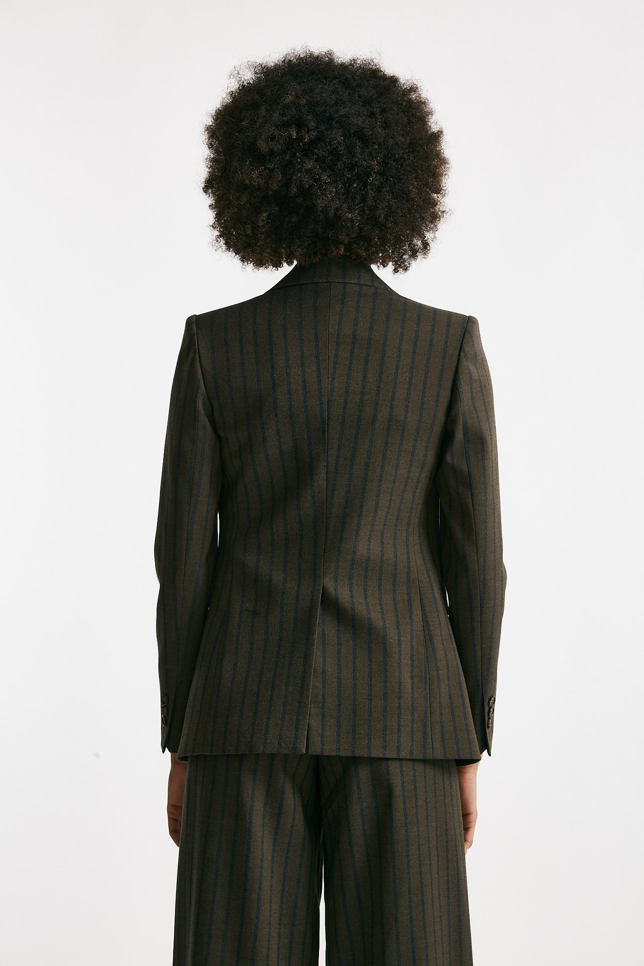 Giacca monopetto gessata marrone e blu donna ( p - s ) - 4