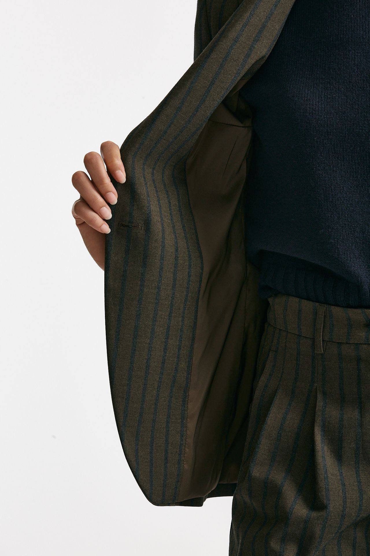 Giacca monopetto gessata marrone e blu donna ( p - s ) - 5