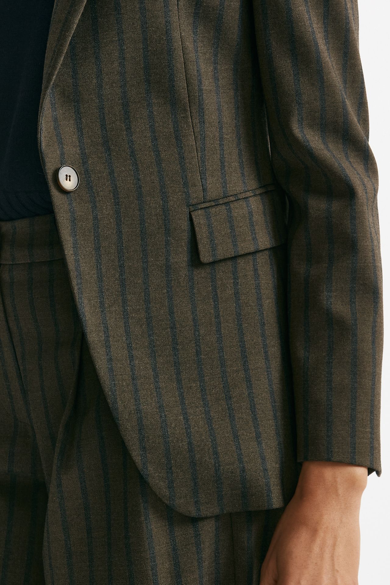 Giacca monopetto gessata marrone e blu donna ( p - s ) - 6