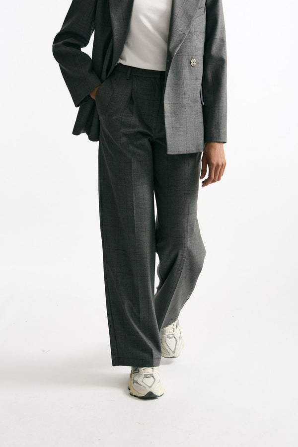 Pantalone palazzo Check bordeaux donna ( p - s )