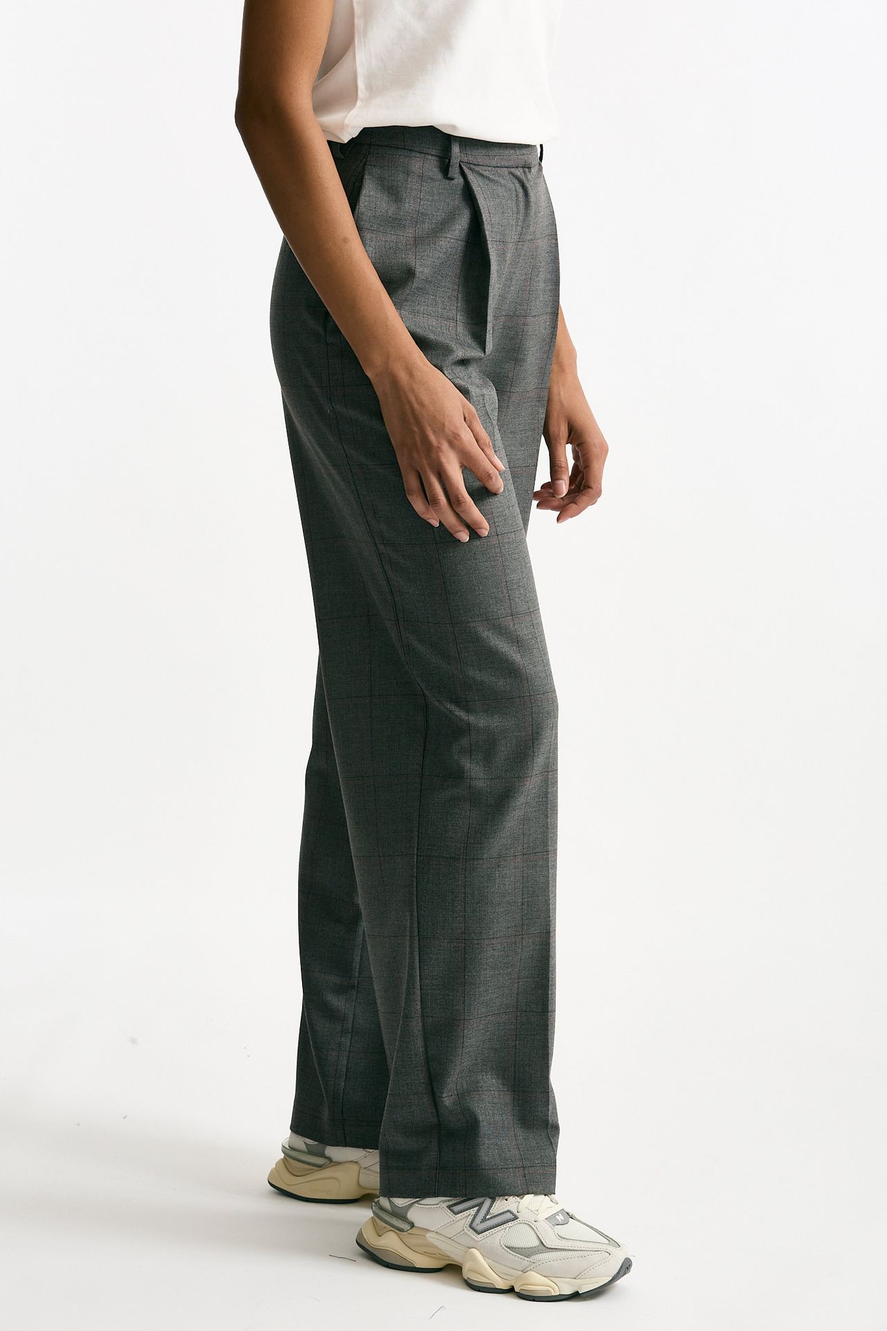 Pantalone palazzo Check bordeaux donna ( p - s ) - 2