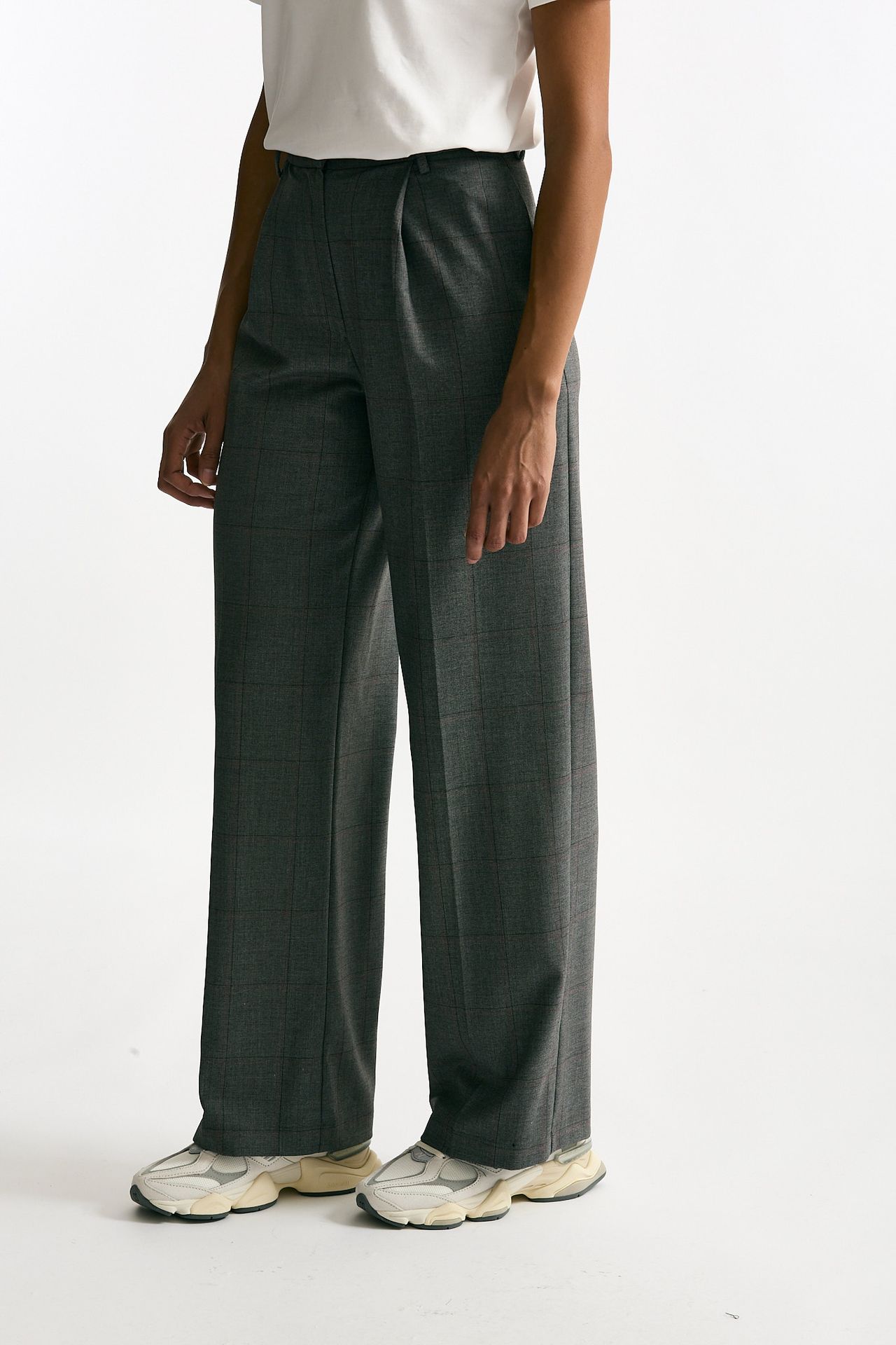 Pantalone palazzo Check bordeaux donna ( p - s ) - 4