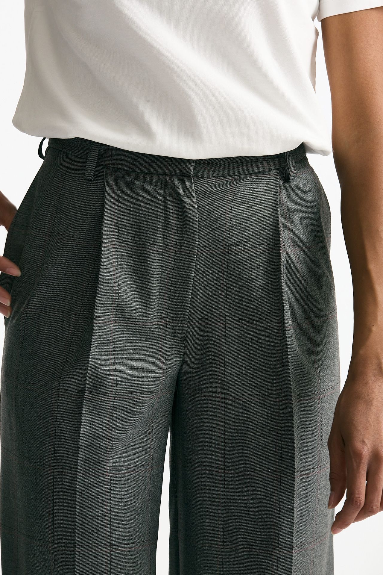 Pantalone palazzo Check bordeaux donna ( p - s ) - 5