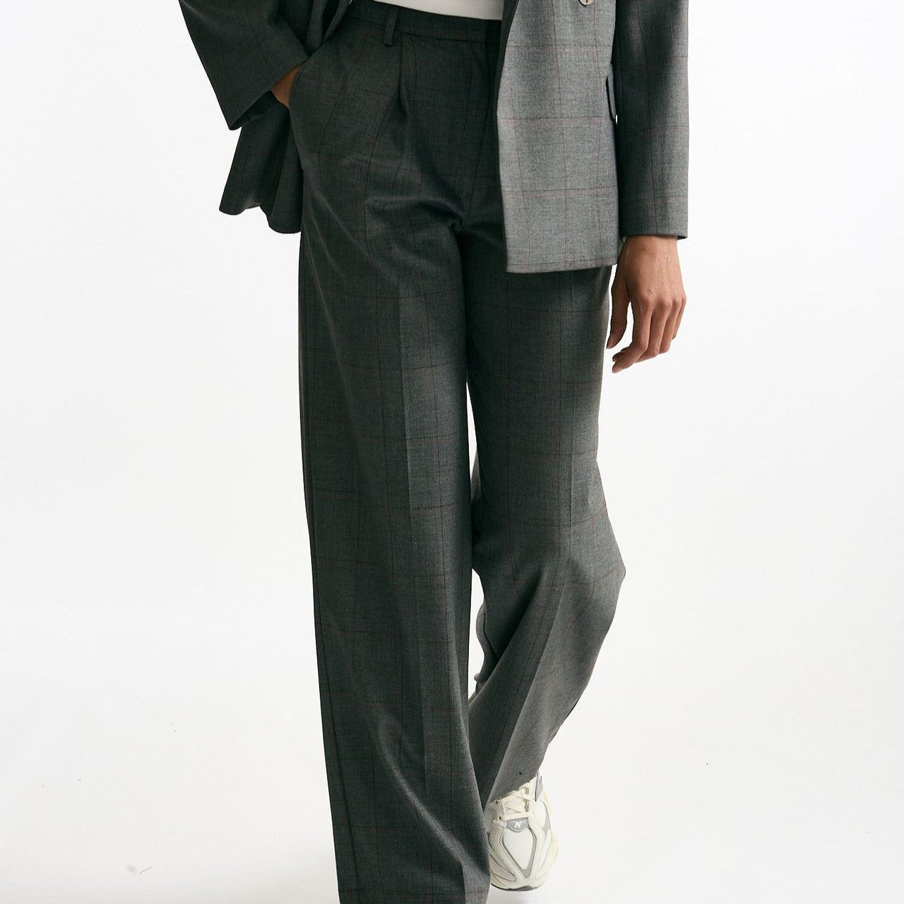 Pantalone palazzo Check bordeaux donna ( p - s ) - 8