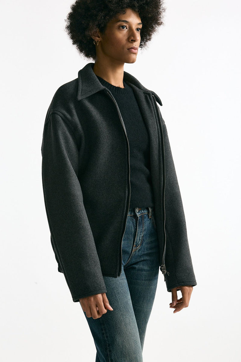 Bomber over in tela di lana antracite donna ( p - s ) - 3