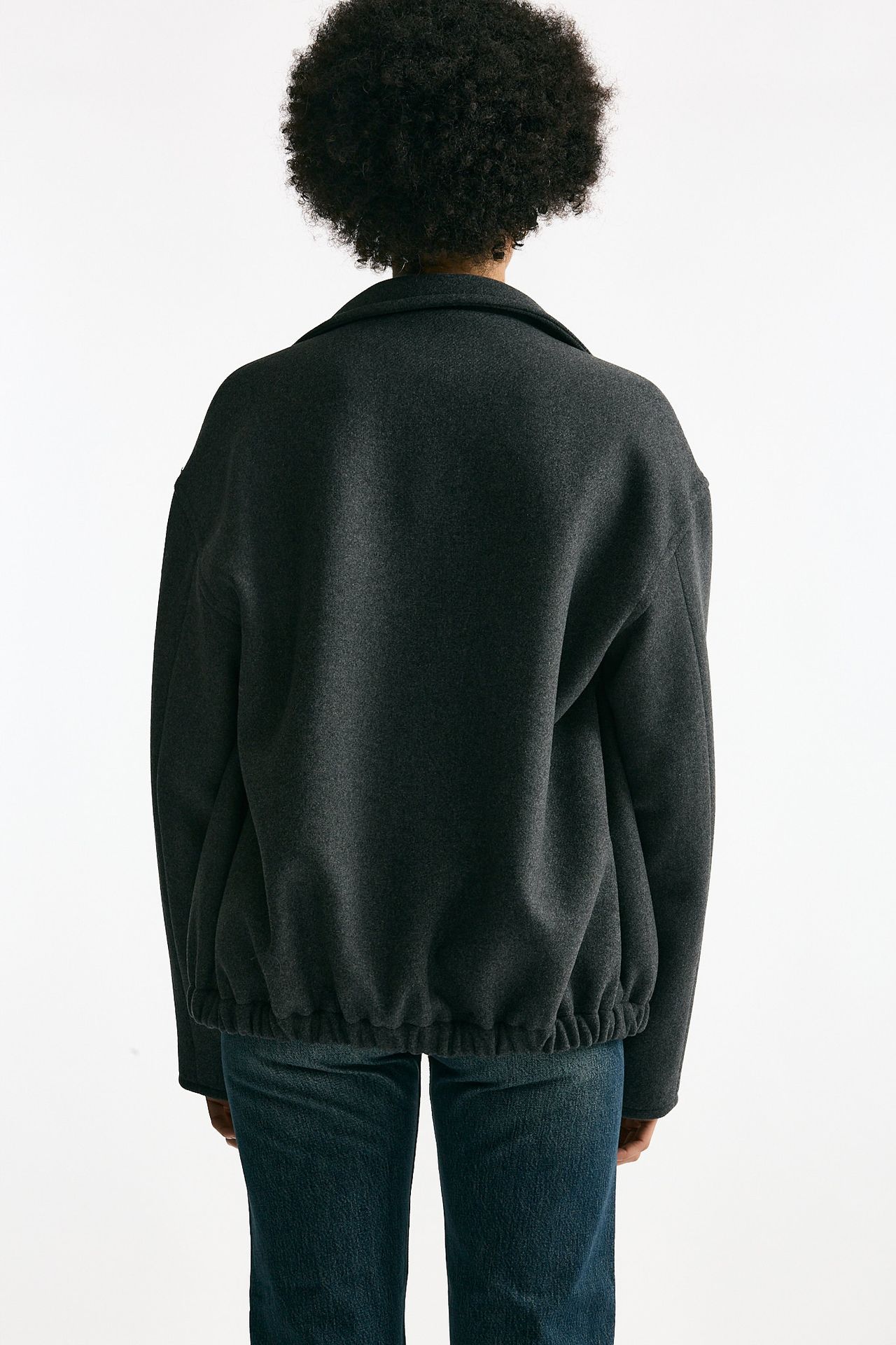 Bomber over in tela di lana antracite donna ( p - s ) - 4