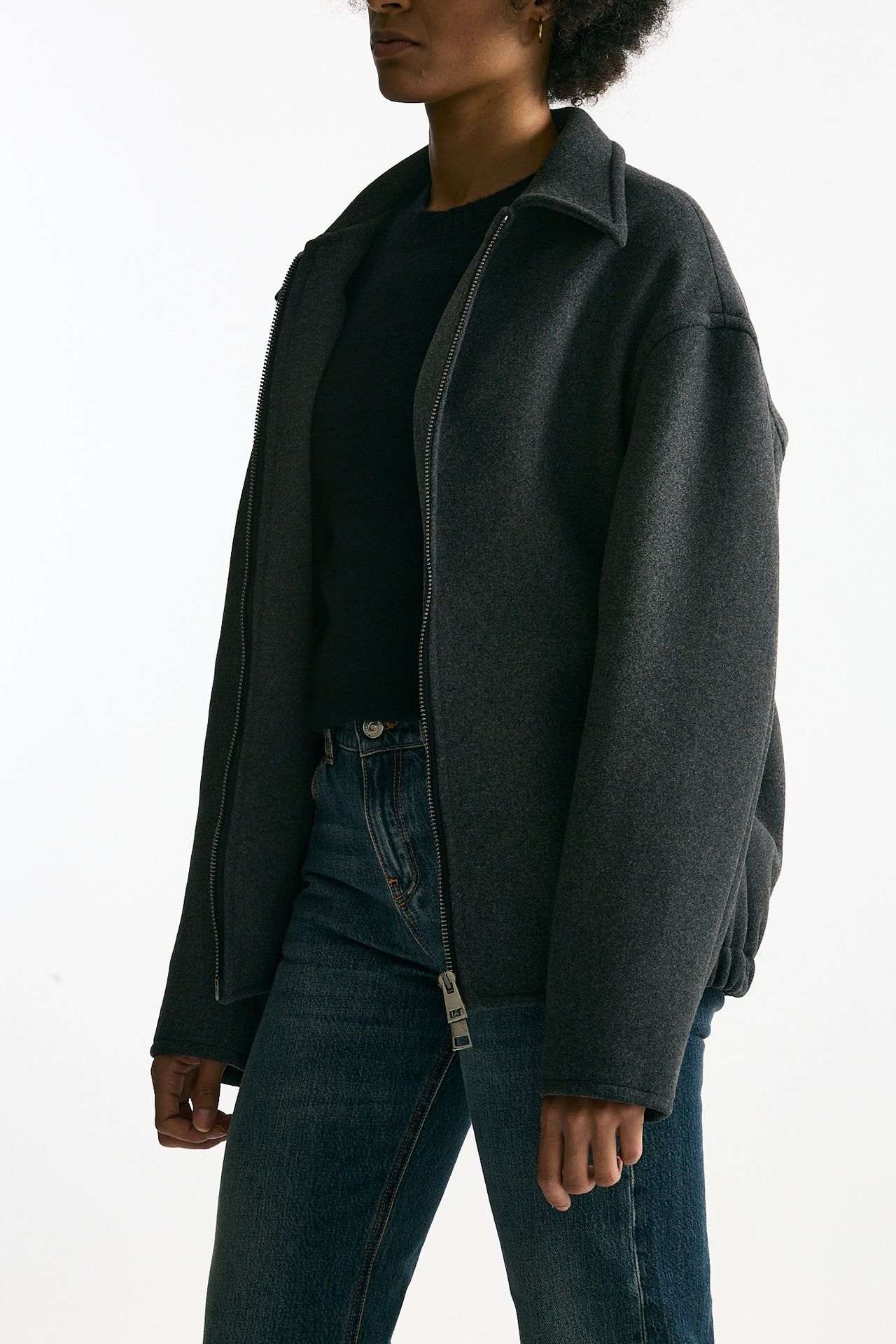 Bomber over in tela di lana antracite donna ( p - s ) - 1