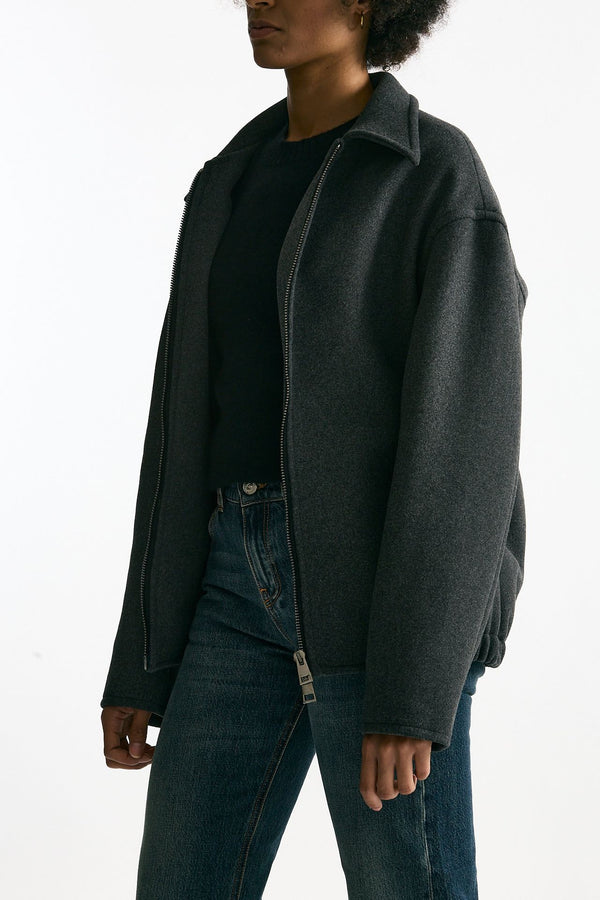 Bomber over in tela di lana antracite donna ( p - s )