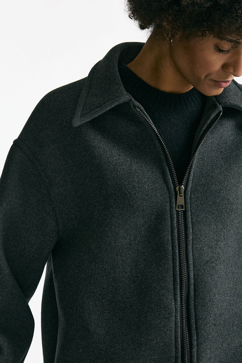 Bomber over in tela di lana antracite donna ( p - s ) - 6