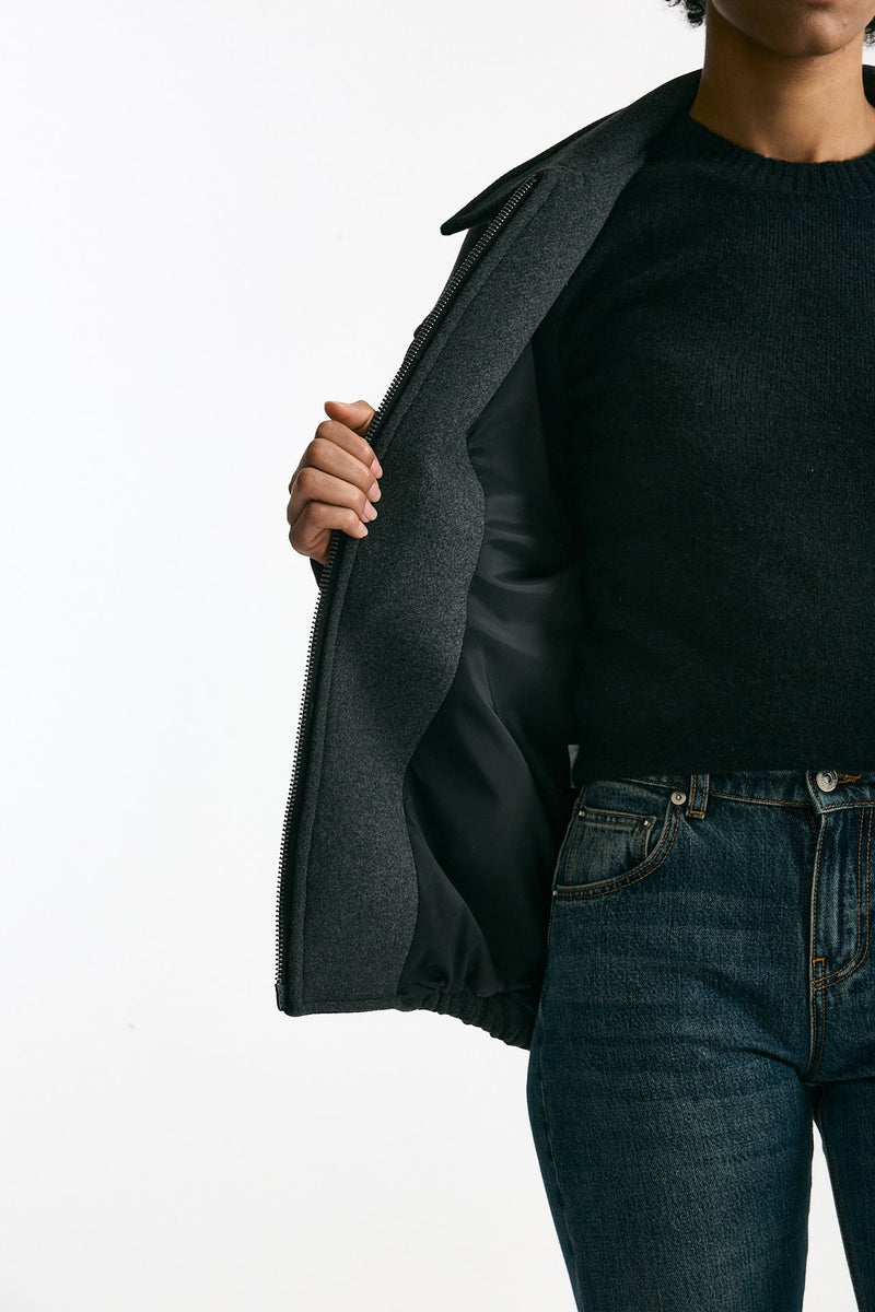 Bomber over in tela di lana antracite donna ( p - s ) - 8