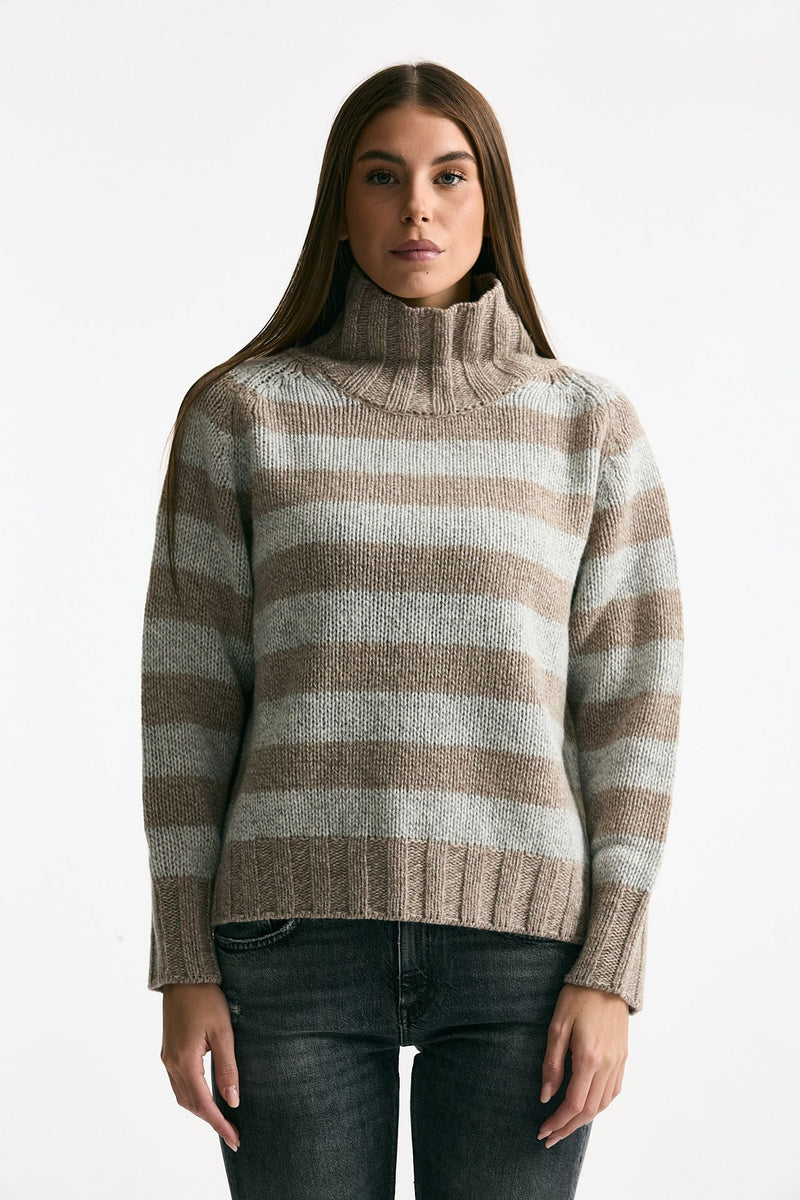 Maglia in lana rigata bicolor donna ( p - s ) - 1