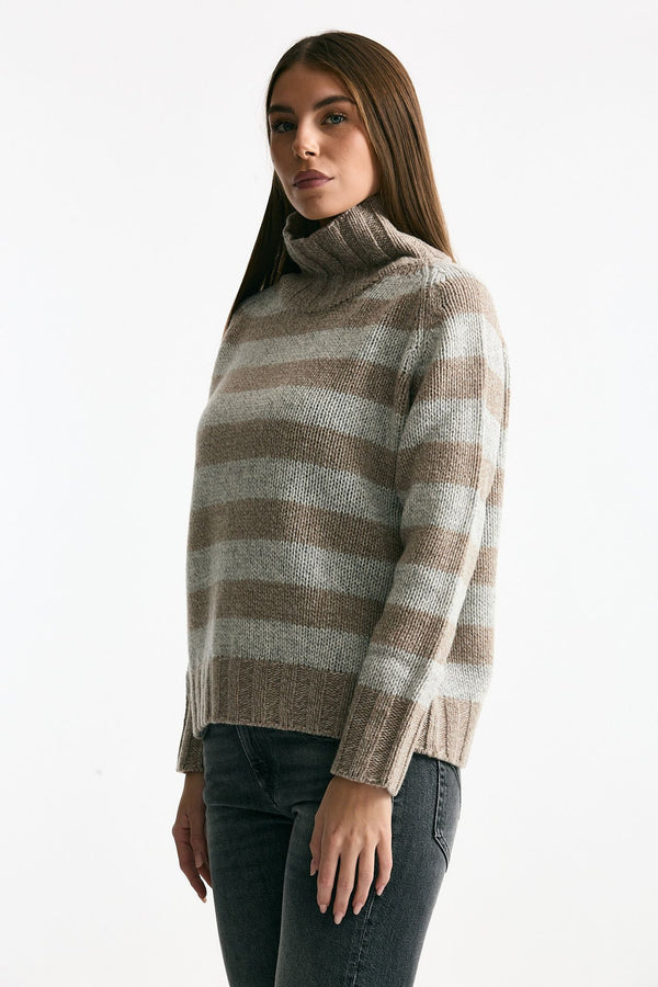Maglia in lana rigata bicolor donna ( p - s )
