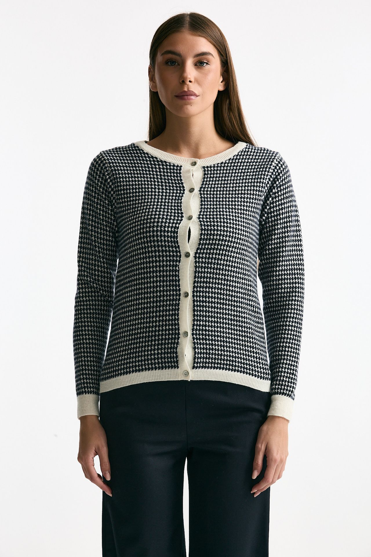 Cardigan pied de poule in cashmere donna ( p - s ) - 2