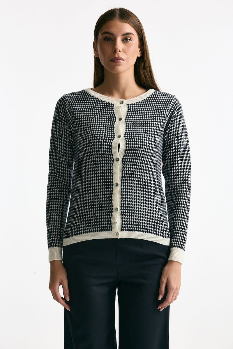 Cardigan pied de poule in cashmere donna ( p - s ) - 2