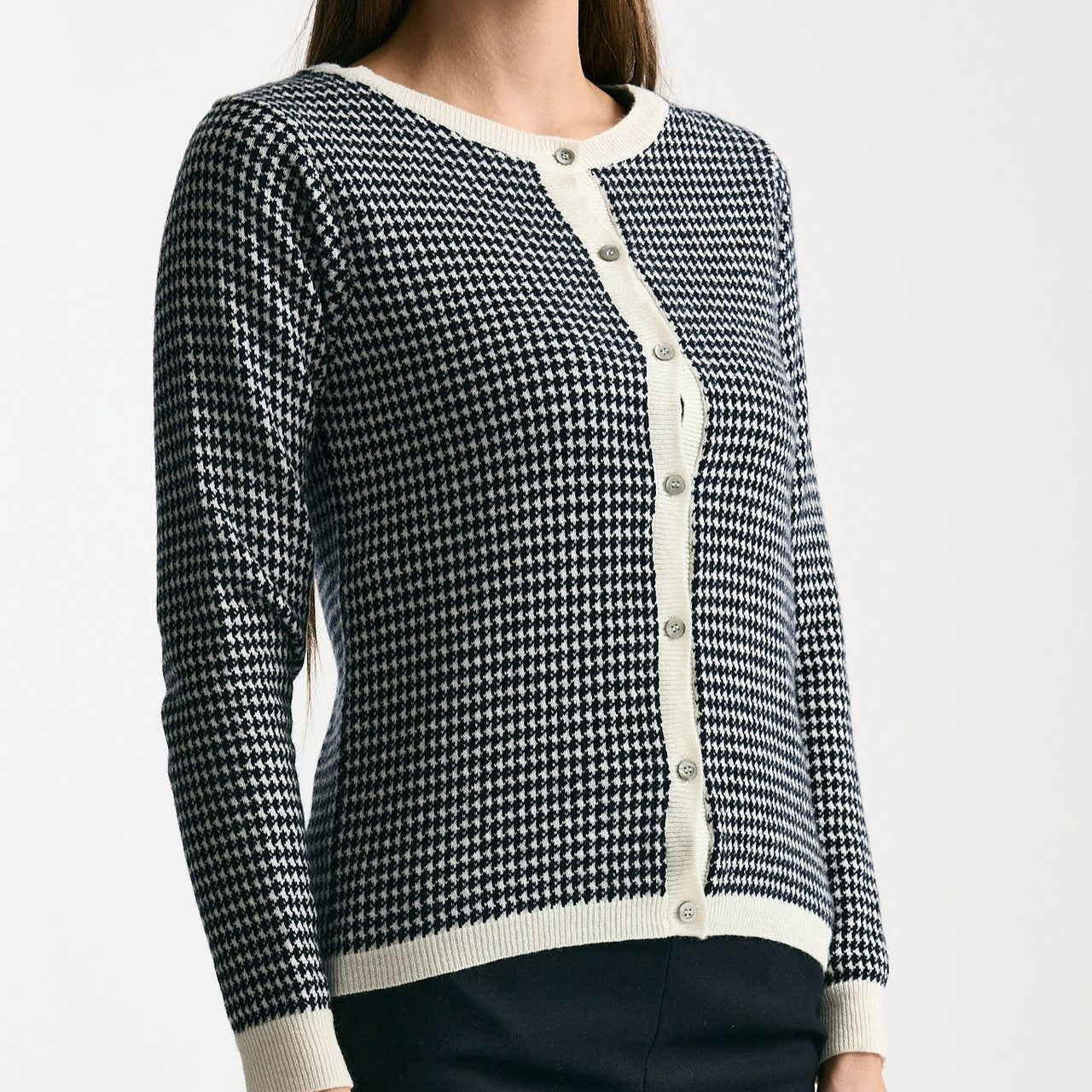 Cardigan pied de poule in cashmere donna ( p - s ) - 5