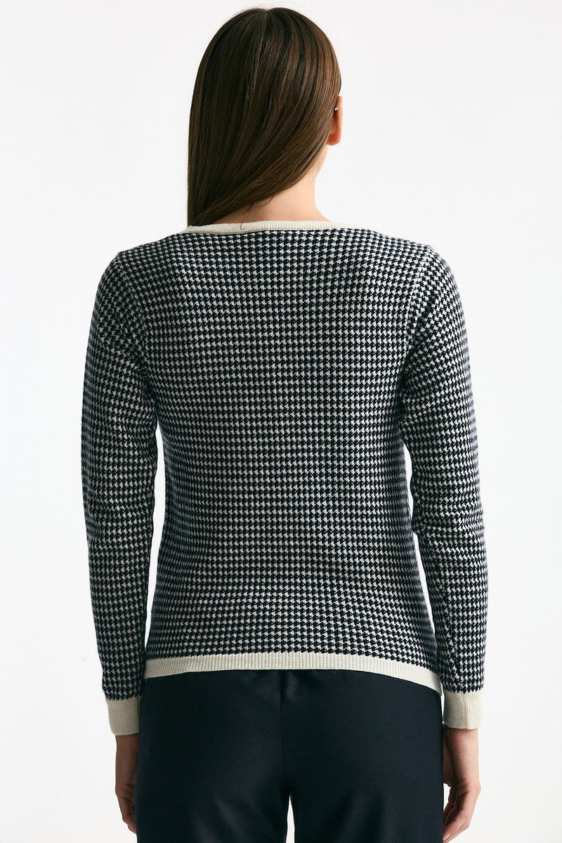 Cardigan pied de poule in cashmere donna ( p - s ) - 3