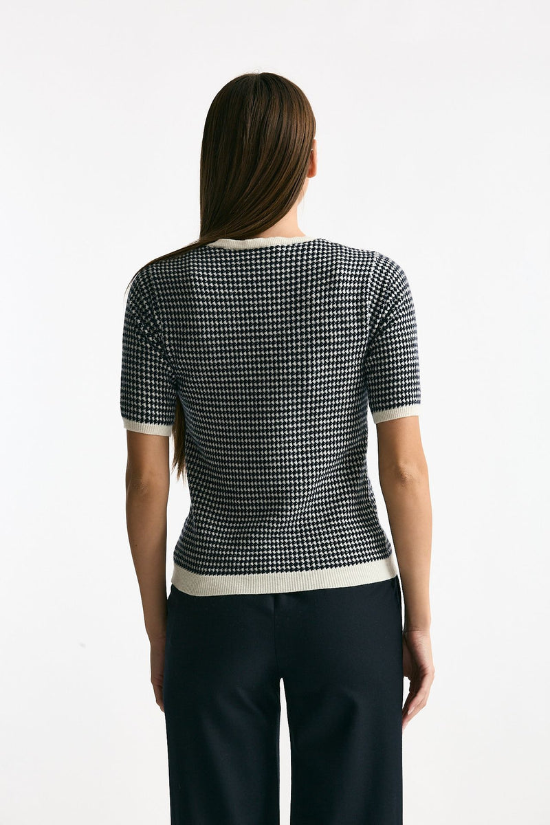 Maglia mezza manica blu e panna donna ( p - s ) - 4