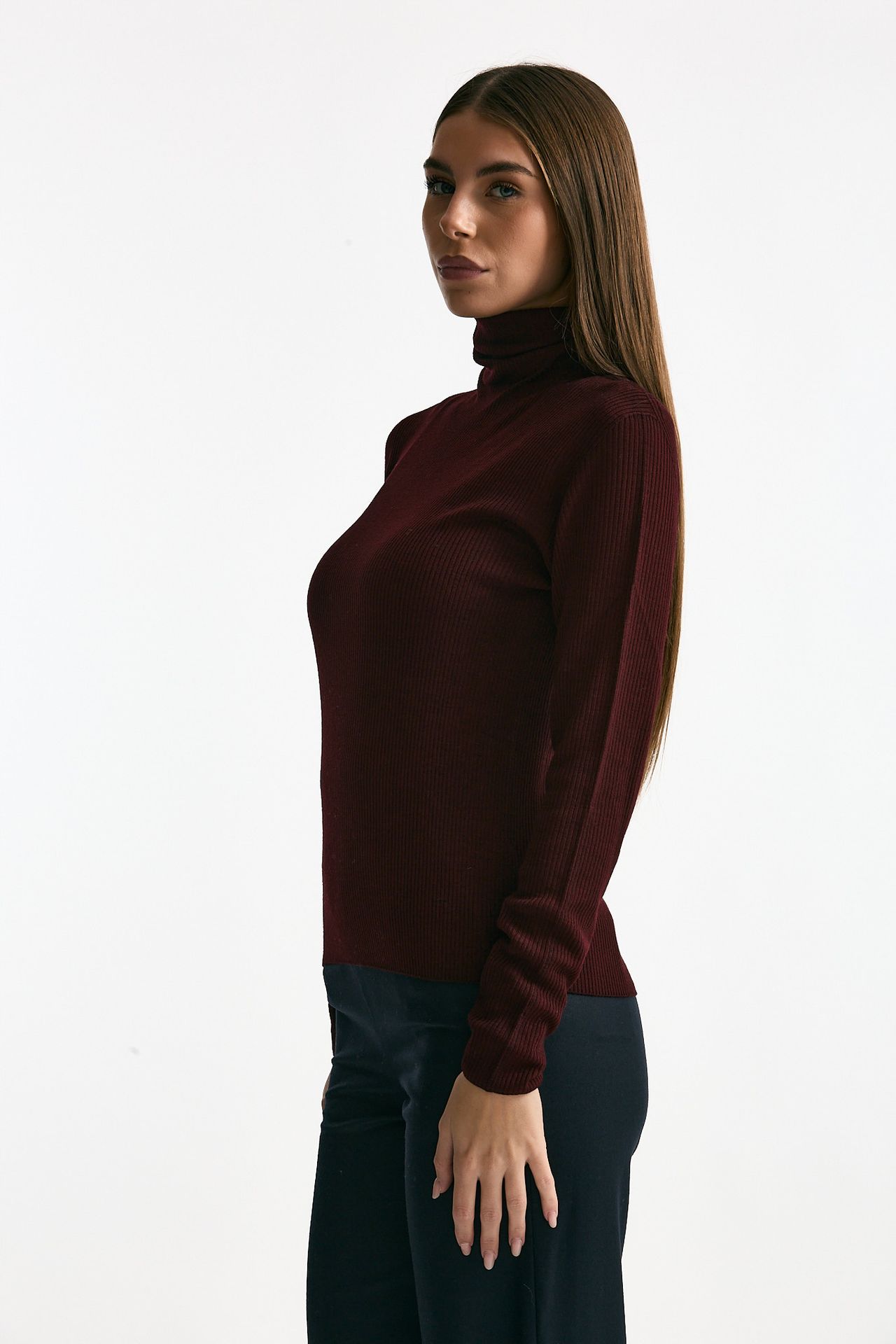 Dolcevita a costine bordeaux donna ( p - s ) - 5