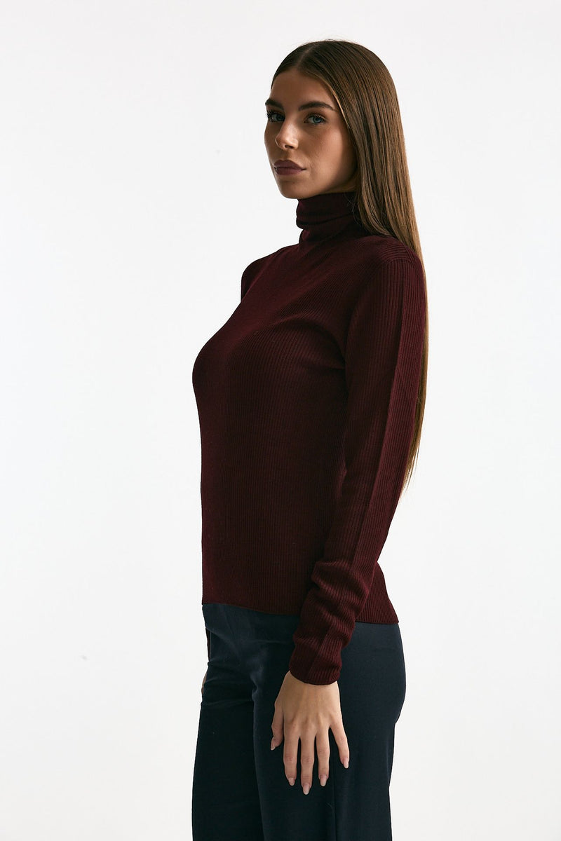 Dolcevita a costine bordeaux donna ( p - s ) - 5
