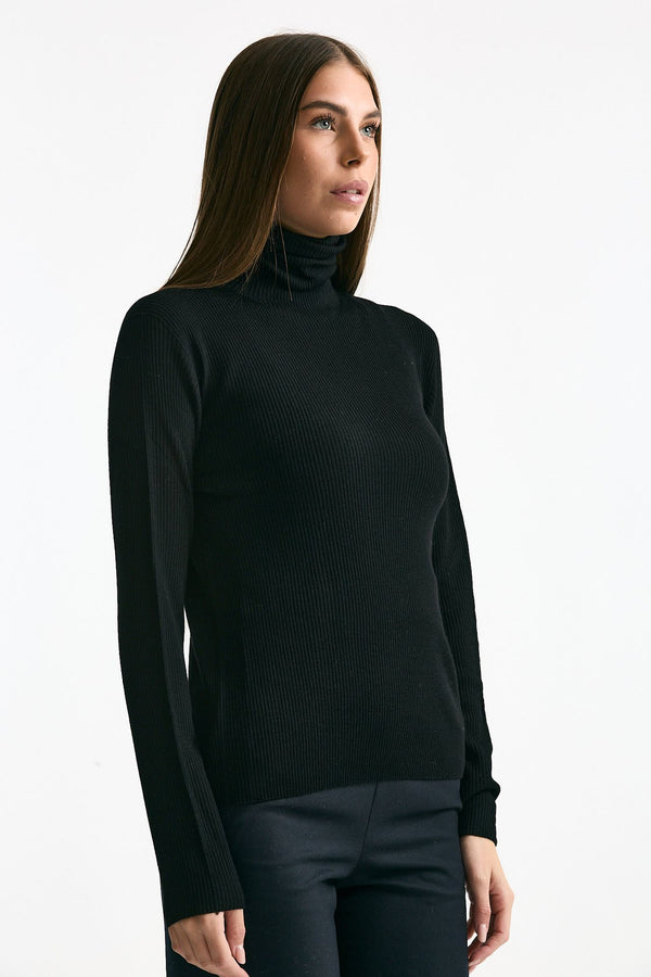 Dolcevita a costine nero donna ( p - s )