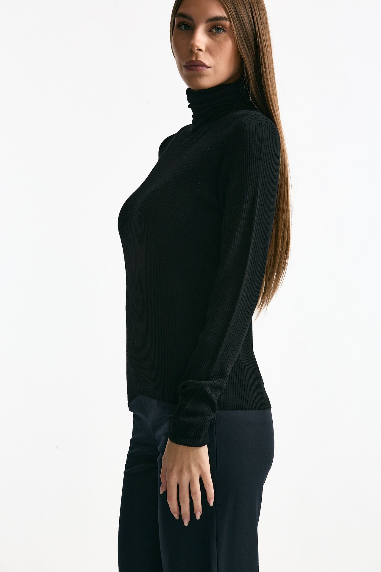 Dolcevita a costine nero donna ( p - s ) - 4