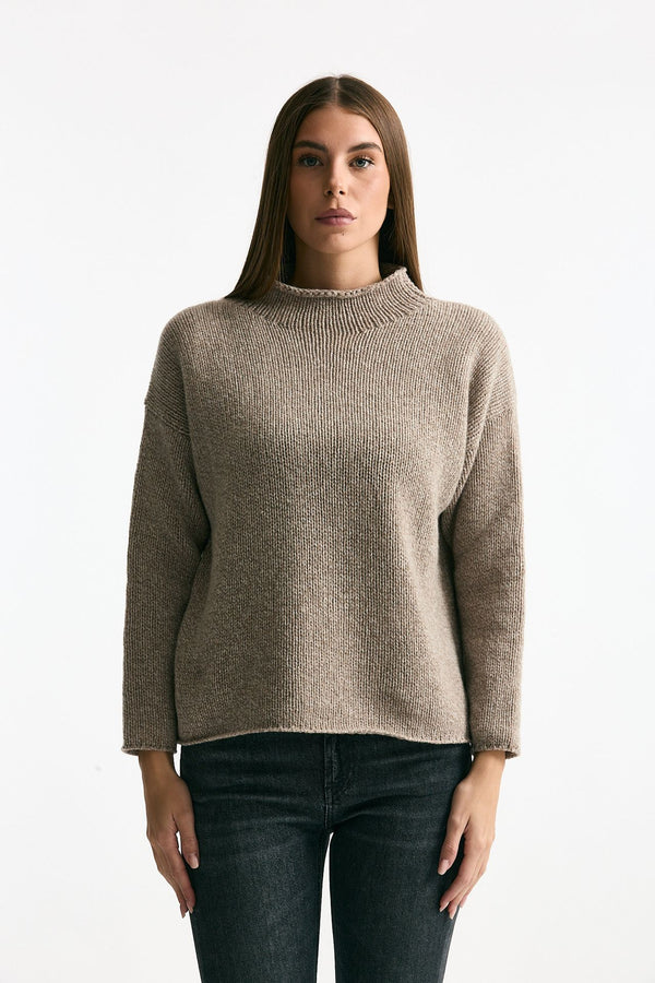 Maglia lupetto tortora donna ( p - s )