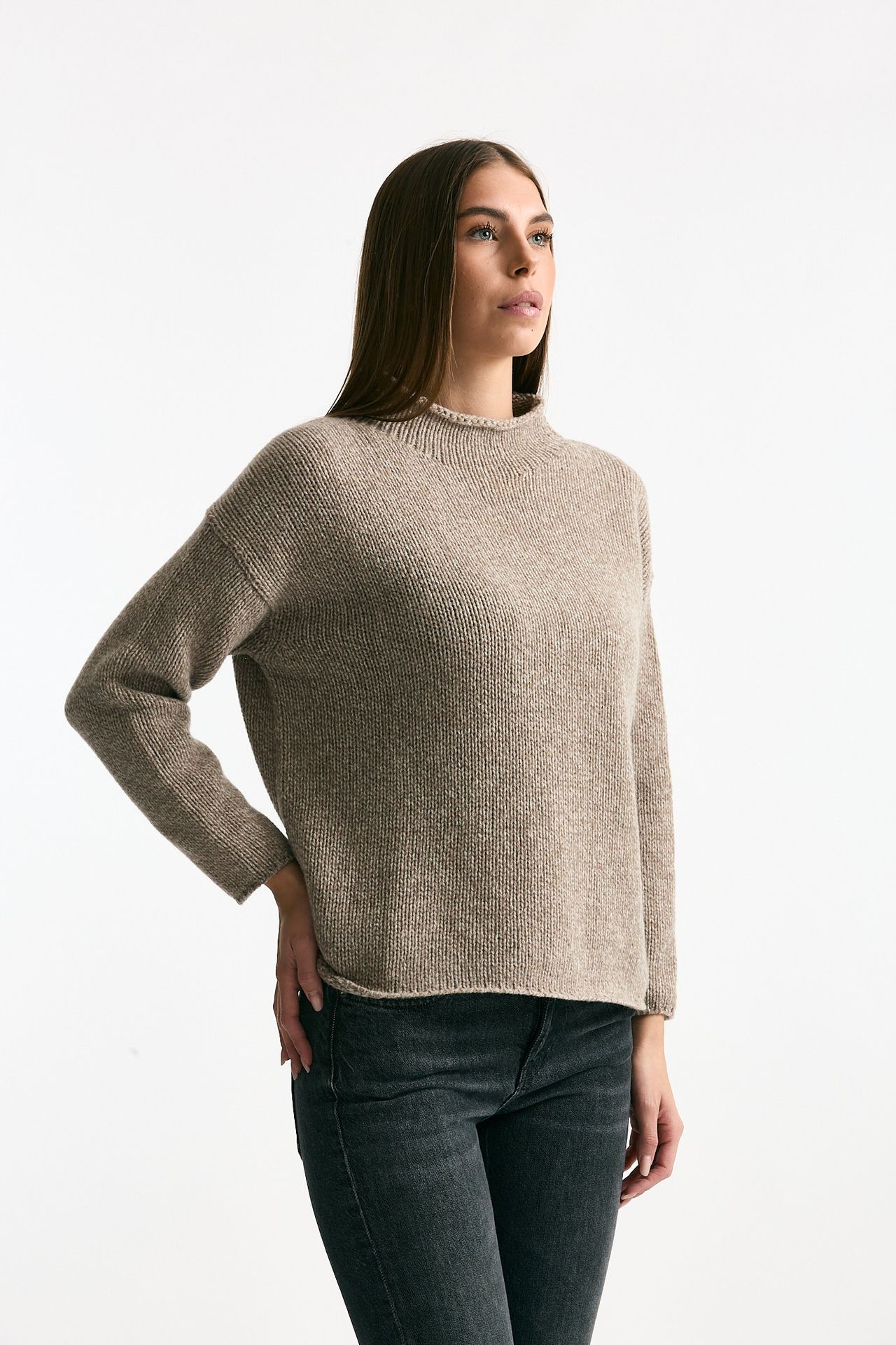 Maglia lupetto tortora donna ( p - s ) - 3