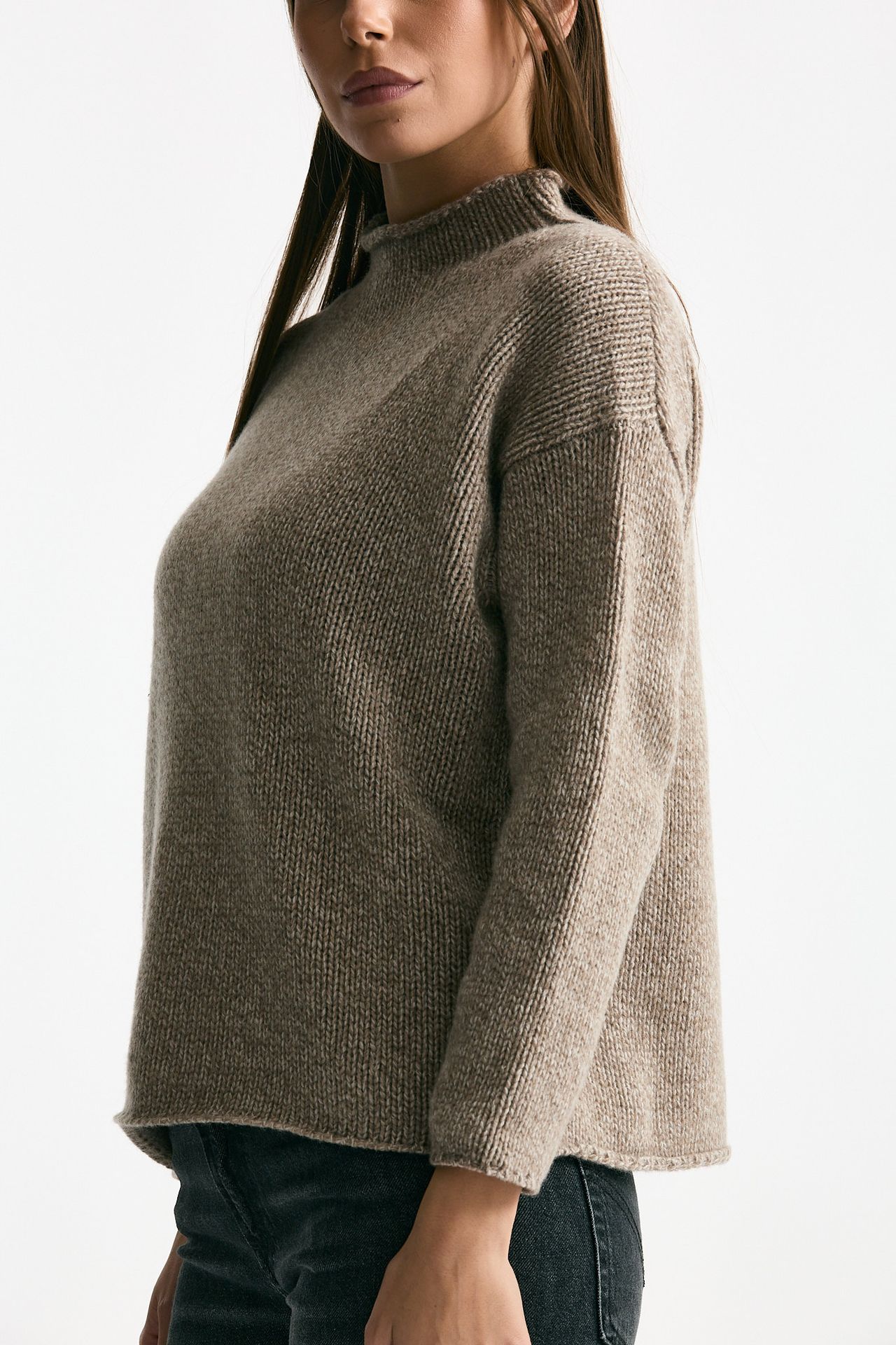 Maglia lupetto tortora donna ( p - s ) - 1