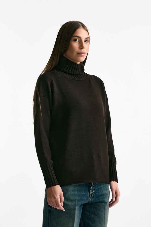 Maglia dolcevita marrone donna ( p - s )