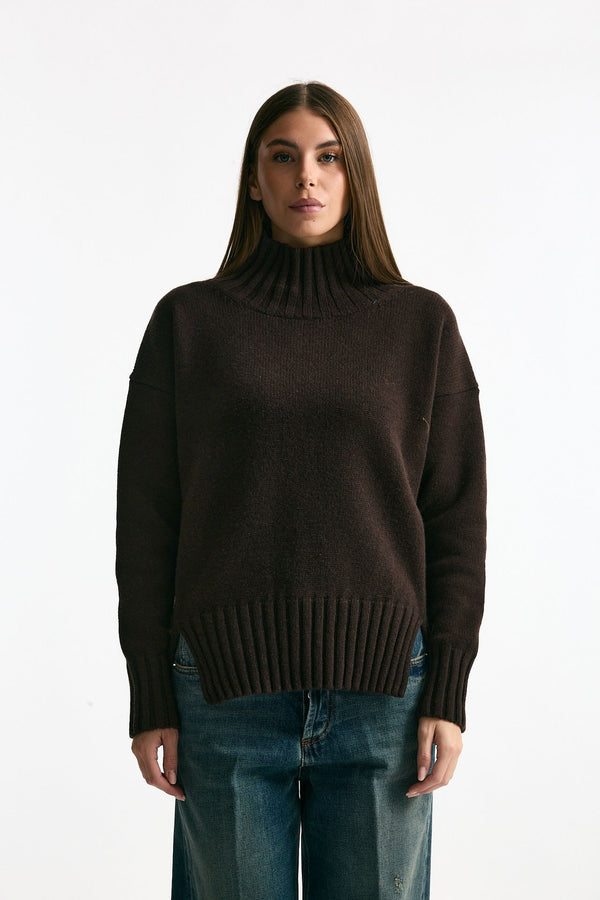 Maglia dolcevita in cashmere marrone donna ( p - s )