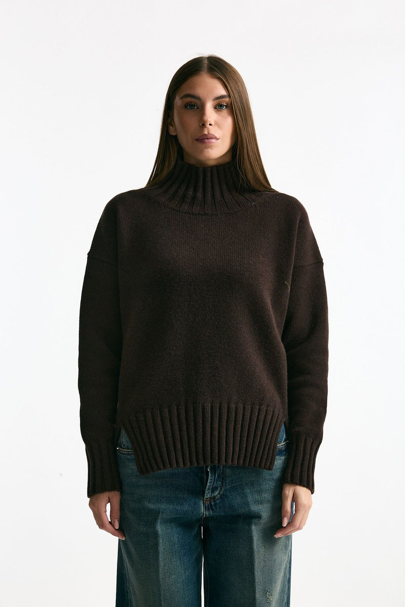 Maglia dolcevita in cashmere marrone donna ( p - s ) - 1