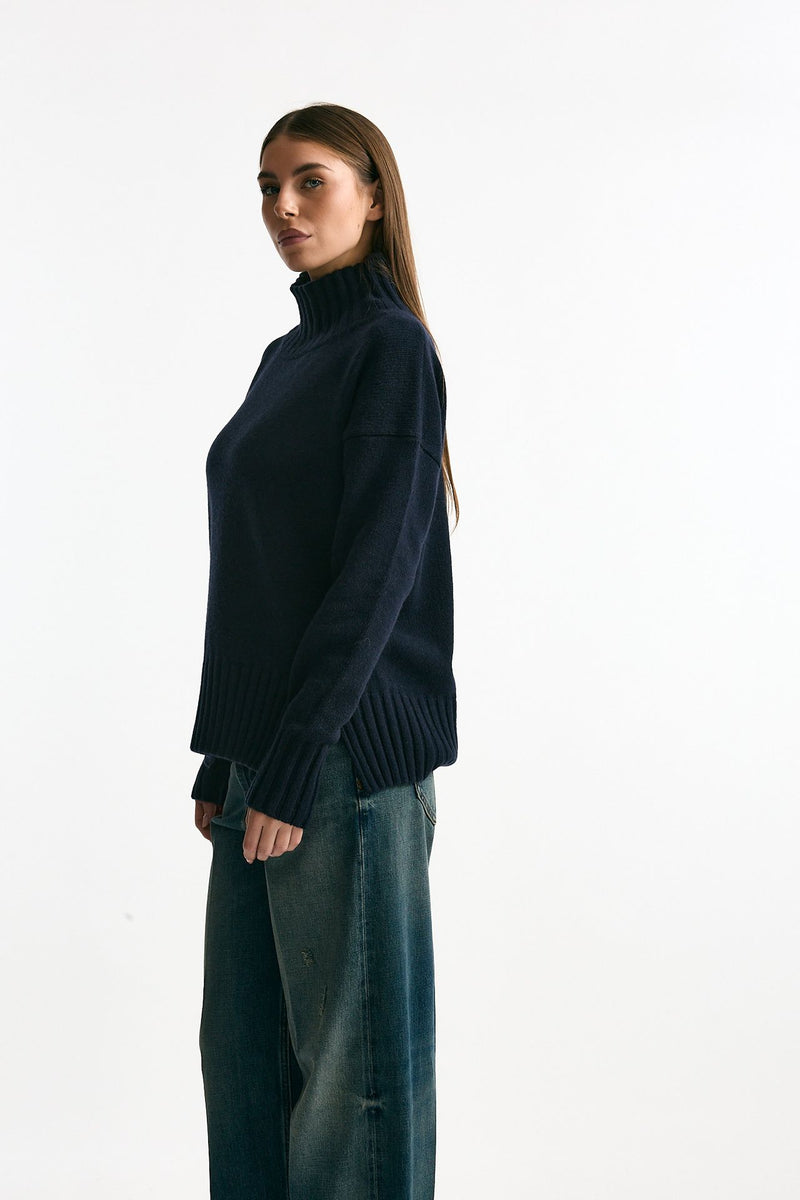Maglia dolcevita in cashmere blu donna ( p - s ) - 3