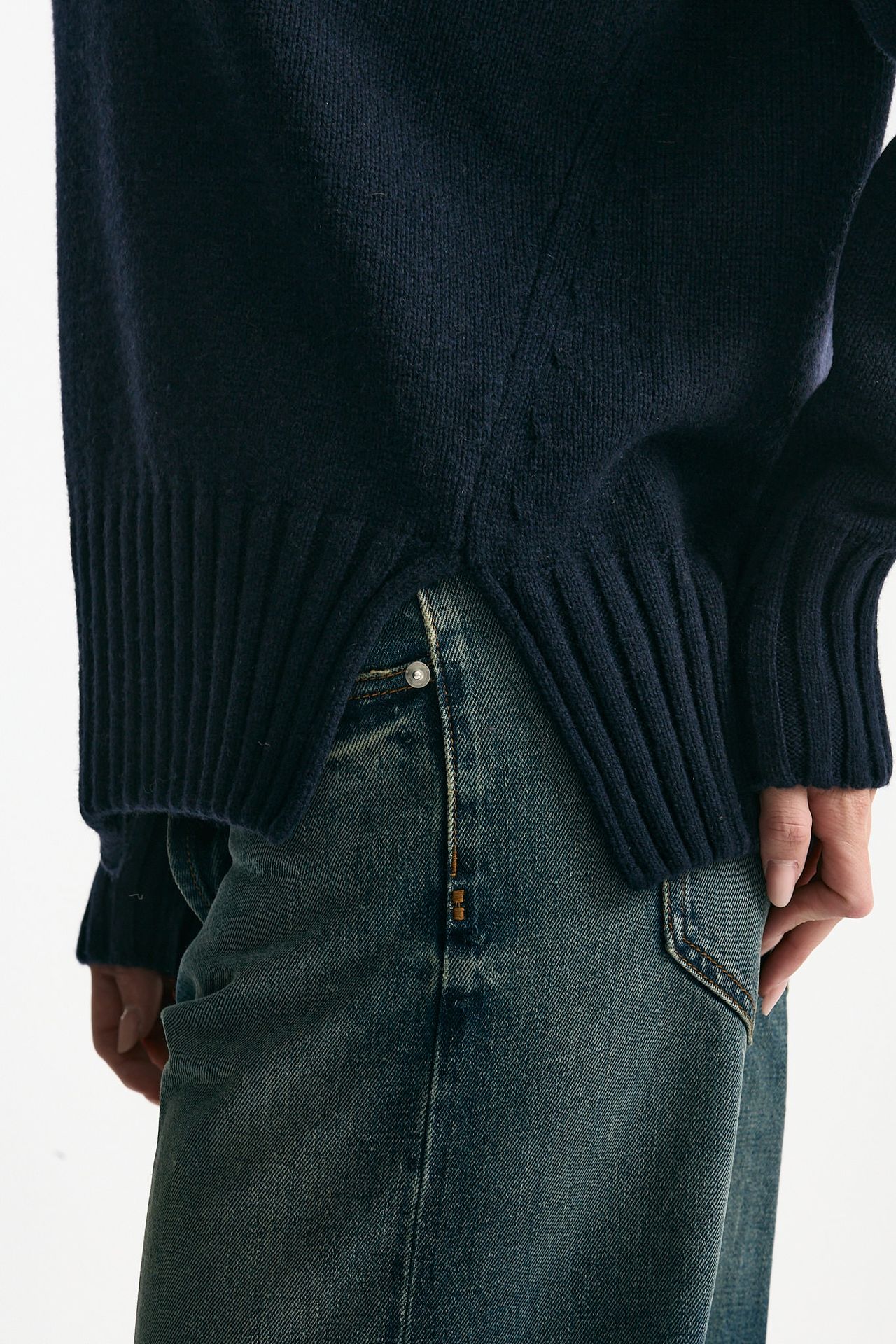 Maglia dolcevita in cashmere blu donna ( p - s ) - 5