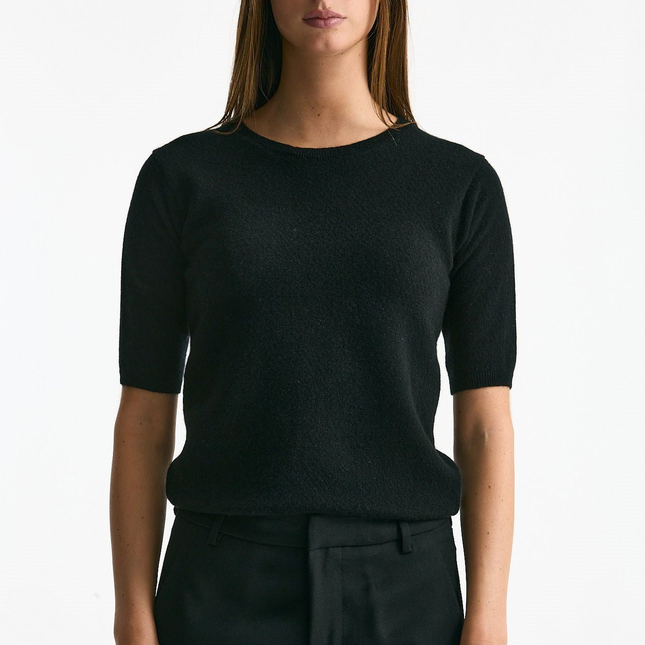 Maglia girocollo in cashmere nero donna ( p - s ) - 5