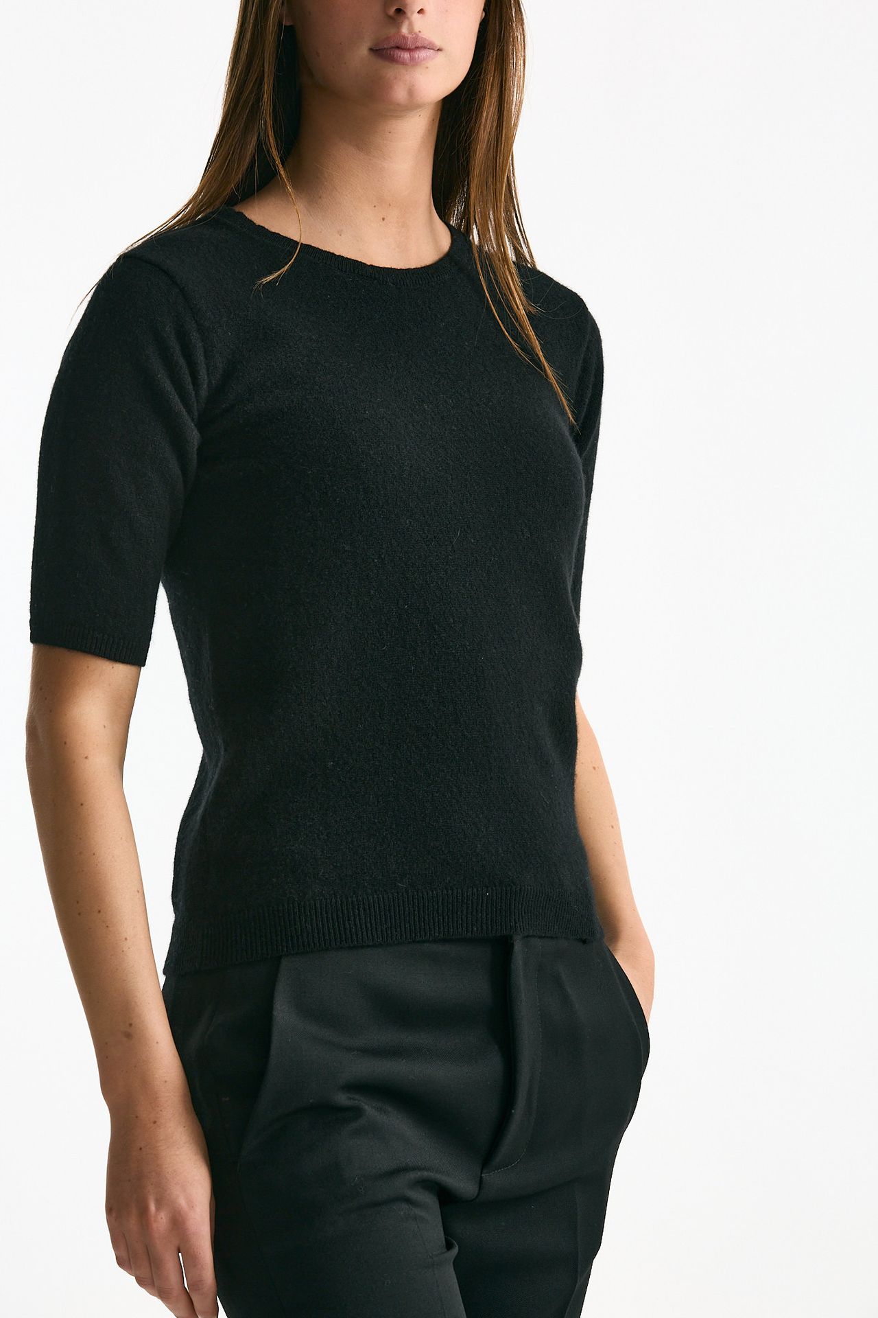 Maglia girocollo in cashmere nero donna ( p - s ) - 1